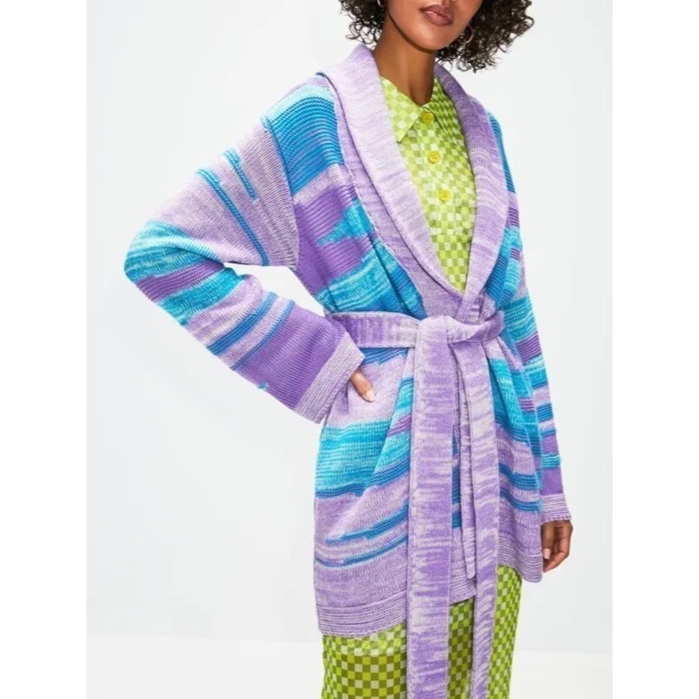 Canessa Italian Cashmere Shamanic Cardigan in Purple Blue Stardust Sz Large NWT